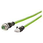 Metz Connect 142M2X25050 M12 patch cable CAT6A 5m Green halogen-free PUR coating