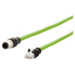 Metz Connect 142M4D15050 M12 Network Cable Green PUR 5m Halogen-free UV resist