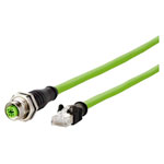 Metz Connect 142M4D25050 M12 Network Cable Green PUR 5m CAT5e S/UTP Halogen-free