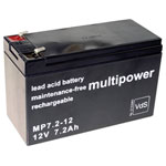 Multipower 117446 Vrla Battery 12V 7.2Ah 65X102X151mm 4.8mm Blade Terminal