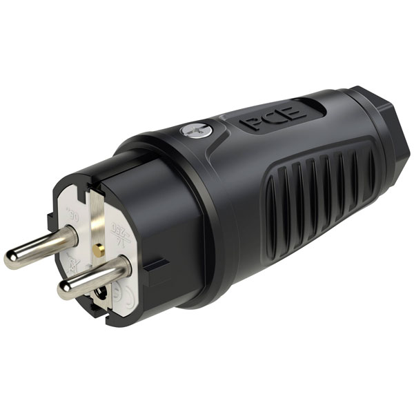 PC Electric 0521-ss Safety plug Rubber Black IP54 250V Mains Cable ...