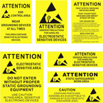 Quadrios 1903EC129 ESD warning sign YellowBlack 140mm x 140mm ESD Labels