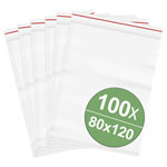 Quadrios 23Sa056 Grip Seal Bag Transparent Polyethylene 80mm X 120mm 100 Pieces