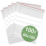 Quadrios 23Sa068 Grip Seal Bag Transparent PE 80X180mm 100 Pieces Storage Bags