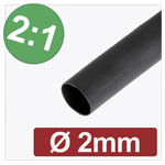 Quadrios 24CA262 Heat shrink tube Black 2 mm 1 mm 2:1 Sold per metre