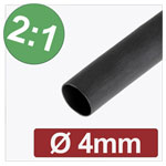 Quadrios 24CA263 Heatshrink Black 4 mm 2 mm 2:1 Shrinkage Sold per metre
