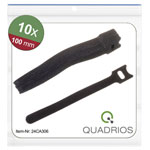 Quadrios 24Ca306 Hook-And-Loop Cable Tie Black 100mm X 12mm 10 Pieces