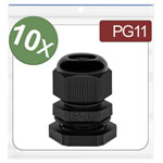 Quadrios 24CA380 Cable gland PG11 Black Polyamide 10 pcs