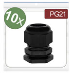 Quadrios 24CA384 Cable gland PG21 Polyamide Black 10 pcs Cable glands
