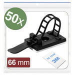 Quadrios 24CA442 Cable Clips Self-adhesive Screw fixing Black 50 pcs