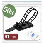 Quadrios 24CA443 Cable mount self-adhesive black 50 pcs cable clips fixings