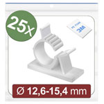 Quadrios 24CA447 Cable Clips White Self-adhesive 12.6-15.4mm 25 pcs