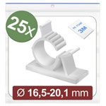 Quadrios 24CA448 Cable Clips White Self-adhesive Ø16.5-20.1mm 25 pcs
