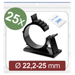 Quadrios 24CA454 Cable Clips Self-adhesive Black 25 pcs Bundle Ø 22.2-25 mm