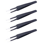 Quadrios 25EC174 ESD Tweezers Flat Tweezers Anti-static Coated 140mm Length