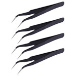 Quadrios 25EC175 ESD Tweezers Sickle-shape Precision Tool Black Metal