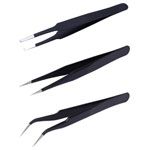 Quadrios 25EC176 ESD Tweezers Pointed Flat Sickle-shape Anti-static Steel