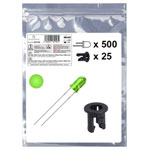 Quadrios 25O198 LED Set Green Circular 3mm 2500mcd 20mA 3V Wired 3mm LEDs