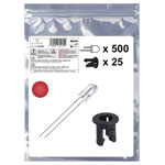 Quadrios 25O224 LED set Red 5mm 2500mcd 20mA 2.0V Wired LEDs