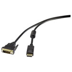 Renkforce RF-3301148 DisplayPort/DVI Adapter Cable Black 0.50m Gold Connectors