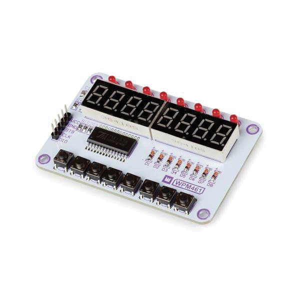 Whadda WPM461 display module: 8 displays, 8 LEDs, 8 buttons, TM163...