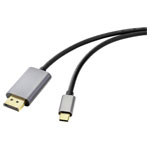 Renkforce RF-4600982 Adapter cable USB-C to DisplayPort Black 2.00 m 8K UHD