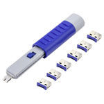 Renkforce Rf-4714586 USB Port Lock 6-Piece Set Silver Blue With Key
