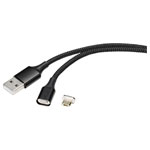 Renkforce RF-4746074 USB cable 1.00 m Black USB-A to Micro-B magnetic connector