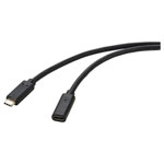 Renkforce RF-4755220 USB cable 3.2 2x Gen2 USB-C plug socket Black 1.00 m PVC