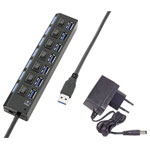 Renkforce RF-4821051 USB 3.0 hub 7 ports connectable LED iPad charge Black