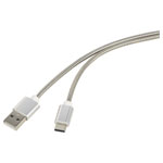 Renkforce RF-4888674 USB cable Silver Stainless steel 0.50 m USB-A to USB-C