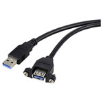 Renkforce RF-5720388 USB cable recess-mount black 1.00 m screwable