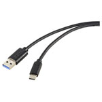 Renkforce RF-5720404 USB cable Black 1.00 m USB-C to USB-A USB 3.2 Gen 2