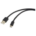 Renkforce RF-5771532 USB charging cable USB-A to USB-C Black PVC 1.80m