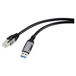 Renkforce RF-6055786 USB plug RJ45 connector Black Aluminium 5m