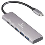 Renkforce RF-6676604 Multi-port hub USB-C 5 ports Aluminium casing Grey