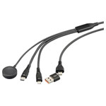 Renkforce RF-6691602 USB charging cable black fabric sleeve 1.20 m USB-A USB-C