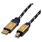 Roline 11.02.8805 USB 2.0 cable USB-A to USB-B 4.5 m Black gold shielding