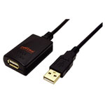 Roline 12.04.1089 USB cable USB 2.0 USB-A plug to socket 5m Black Amplified