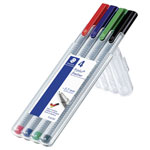 Staedtler 334 SB4 Fineliner 4 pc pack assorted colours fibre-tip pens