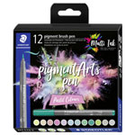 Staedtler 371 C12-2 Pigment Brush Pen Pastel Fineliner Assorted Colours 12 pcs