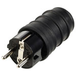 Sygonix SY-6618468 Safety plug TPE Black 250V AC IP44 Mains Power Connector