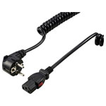 Sygonix SY-6733074 Cable lockable C13/C14 black 3 m spiral IEC mains power