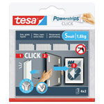 tesa 77720-00000-00 Powerstrips CLICK Small Adhesive Hooks 60mm x 20mm 4 Pair
