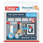 tesa 77720-00020-00 Powerstrips CLICK Small Adhesive Hooks 60mm x 20mm 16 Pair