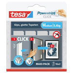 tesa 77721-00020-00 Powerstrips CLICK Adhesive Hooks 80 mm x 20 mm 16 Pair