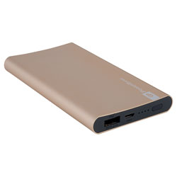 GP GPACCFP05005 5000mAh Gold Portable Power Bank w/ 2-in-1 Charge Cable