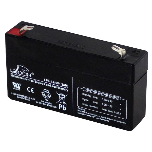 Leoch LP6-1.2 Sealed Lead Acid Battery SLA 6V 1.2Ah | Rapid Electronics