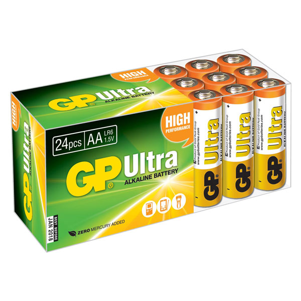 GP GPPCA15AU006 Ultra Alkaline AA Batteries Pack of 24 | Rapid Online