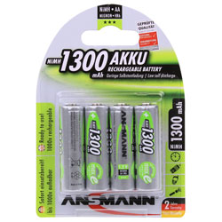 Ansmann 5030792 AA - Pack of 4 1300 mAh NiMH AA Batteries